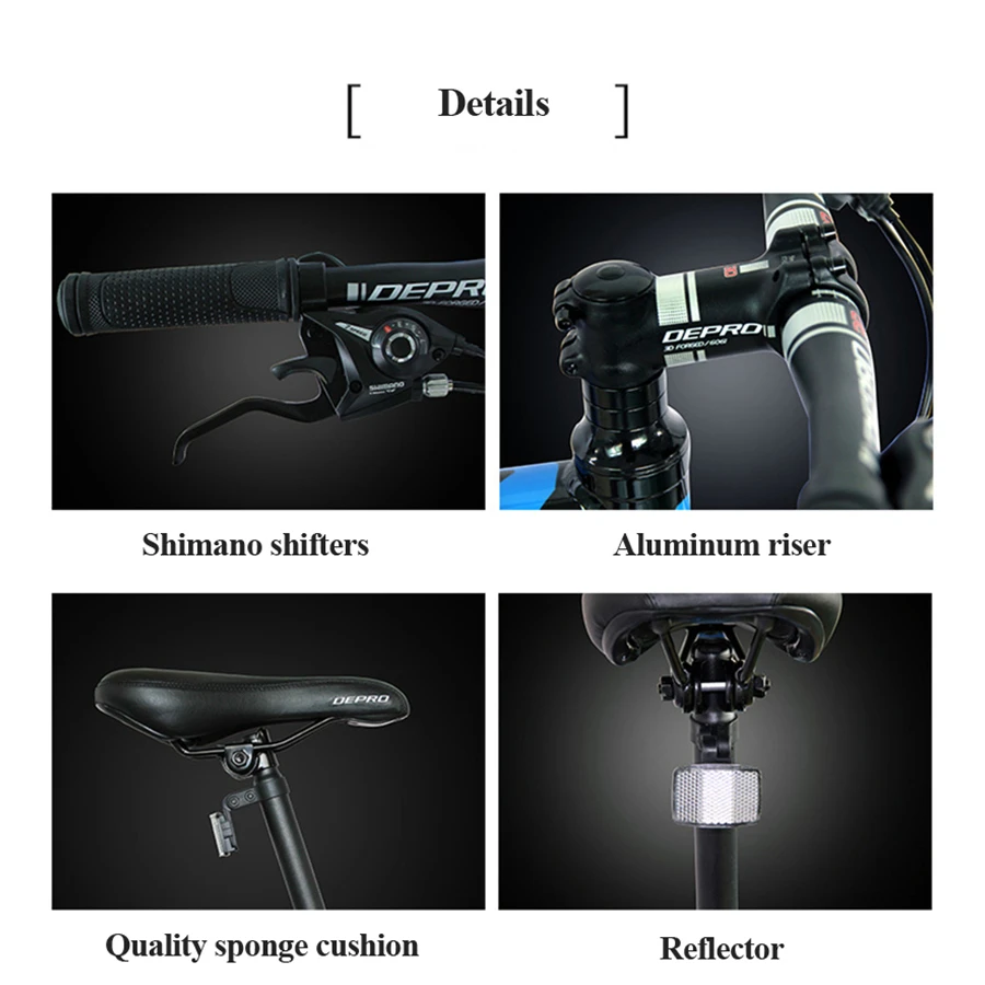 DEPRO 21 Speed 24 Inch 9-13 Y Students Mountain Bikes Brake Gear MTB Professional Double Disc Brake Cycling Bicycle