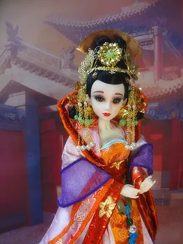 

14"/35cm Collectible Chinese Queen Doll With Perfect Makeup 12 Joints Movable Ancient Bjd Dolls For Girl Gifts 364