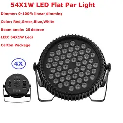 Светодио дный 4 шт. LED Par Light 54X1 Вт 4в1 RGBW плоский светодио дный пластиковый светодиодный Par Может диско-лампа сценические огни Professional Stage Dj