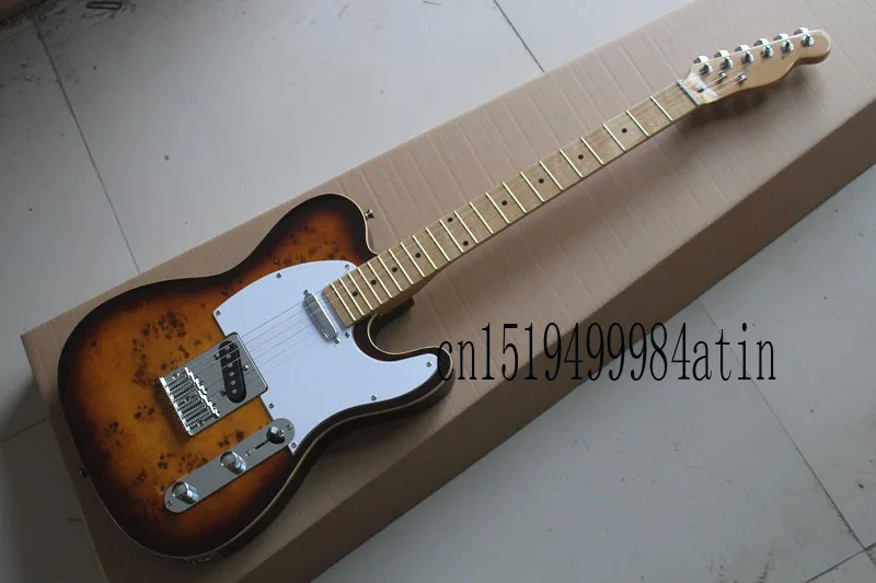 

Free Shipping Wholesale Top Quality F telecaster Custom Shop Sunburst Electric Guitar Chroming Hardware @21