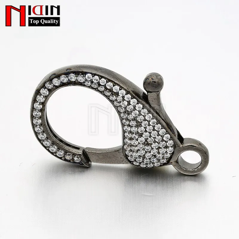 

Shining Cubic Zircon Beads Clasps Hooks Jewelry Findings Components Copper Jump Rings For Bracelets Accessories 24x35mm