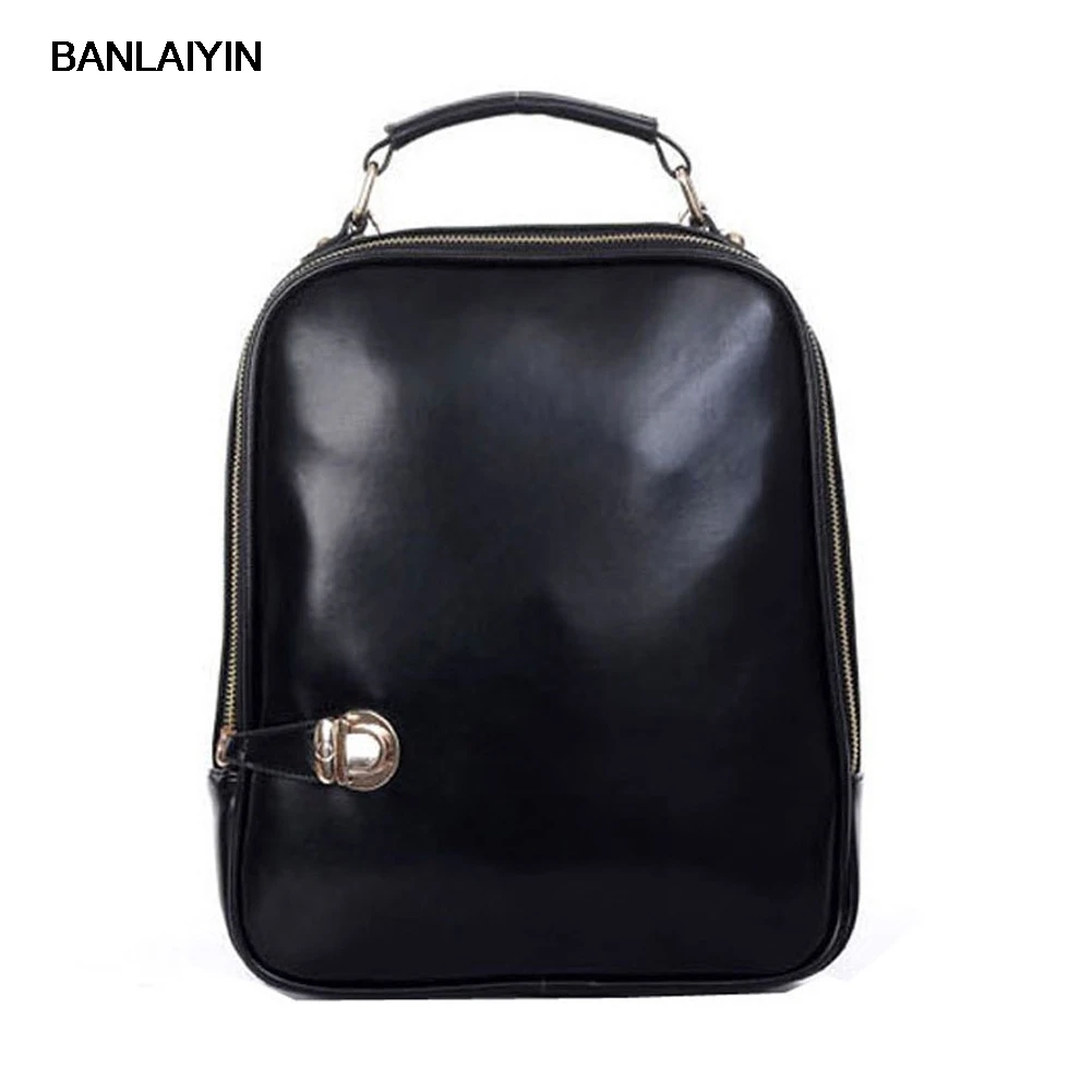 AUAU Women Dual-Use Backpack For Faux Leather Rucksack Black AUAU Women Dual-Use Backpack For Faux Leather Rucksack Black