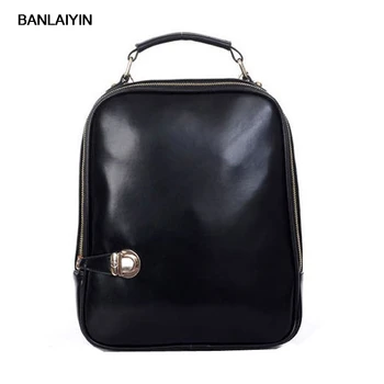 

AUAU Women Dual-Use Backpack For Faux Leather Rucksack Black