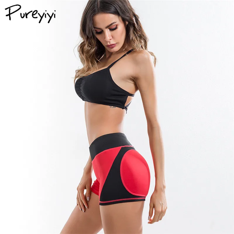 yoga shorts and sports bra