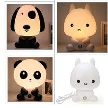 New EU Plug Baby Bedroom Lamps Night Light Cartoon Pets Rabbit Panda PVC Plastic Sleep Led Kid Lamp Bulb Nightlight for Children