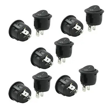 

10 Pcs SPST I/O ON/OFF Round 2 Position Rocker Switch 6A 250VAC 10A 125VAC KCD1-105