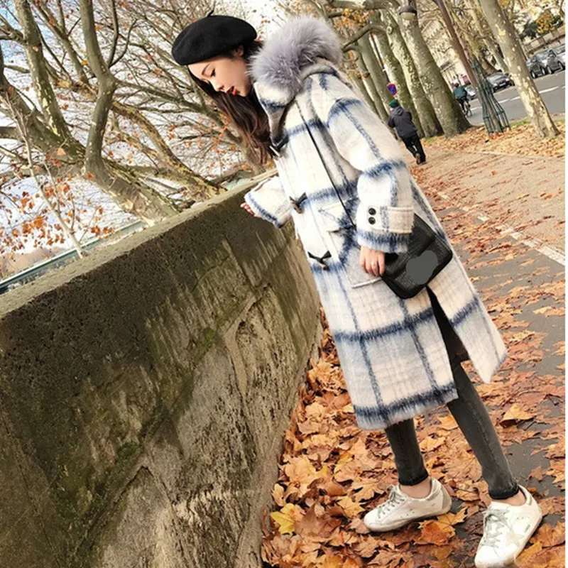 Laine Taille Long Outwear 2019 Photo Veste Moyen Lâche 4xl À Treillis Femelle Fourrure Chaud De Femmes Color Longues Col Manches Automne Manteau Grande En CnPw0F