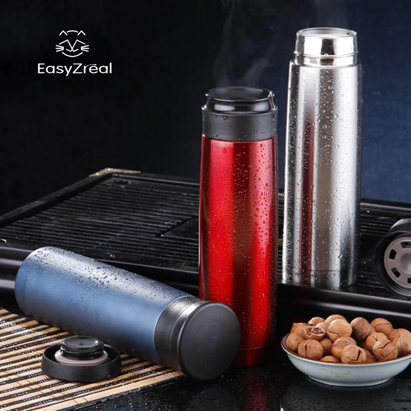 500ml stainless steel Vacuum Woman men Black Water Bottle frosted