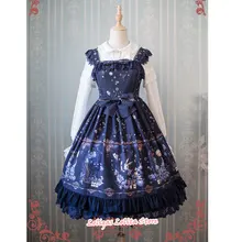 Сладкая Лолита JSK Платье Алиса чудес серии печатных империя талии платье без рукавов клубника ведьма