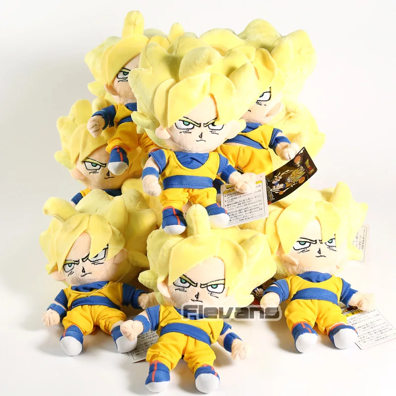 Подвески Dragon Ball Z Super Saiyan Son Goku, плюшевые игрушки, мягкие куклы, 10 шт./партия, 24 см
