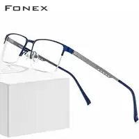 FONEX Alloy Glasses Frame Men Ultralight Square Myopia Prescription Eyeglasses 2019 Metal Half Optical Frames Screwless Eyewear