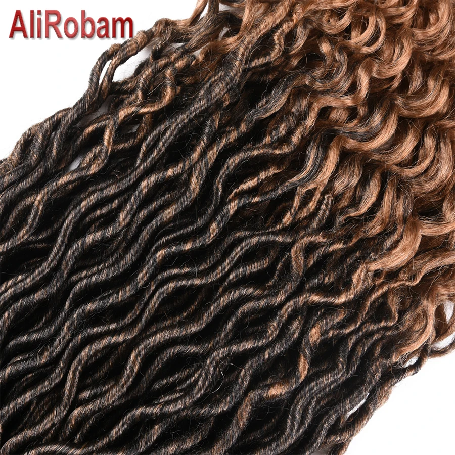 AliRobam 20 дюймов богиня Faux locs Curly вязанные волосы 24 корня/шт Омбре коричневая винно-красная синтетическая оплетка для наращивания волос для женщин