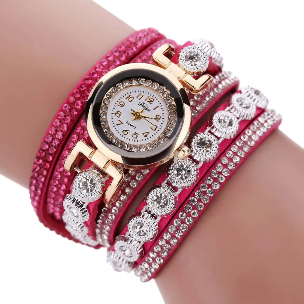 Топ Бренд роскошные часы женские цветок Популярные кварцевые Кожаный браслет с алмазами Часы женские Леди драгоценный камень кварцевые наручные часы