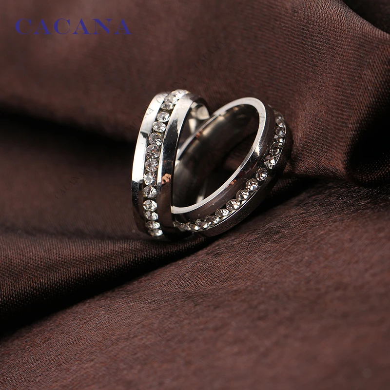 CACANA Stainless Steel Rings For Women CZ Personalized Fashion Jewelry Wholesale NO.R26