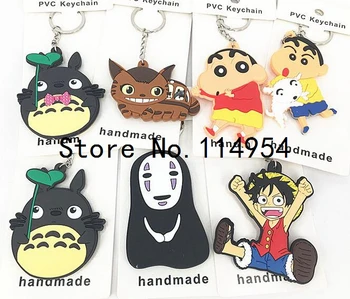 

New 20 pcs Cartoon Mix Japanese Anime PVC Double Sided Keychain Mini Figure Pendants Charms Collection Toy Key Ring 6-8cm C-3
