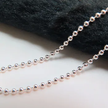 

New Style Sterling Silver Necklace Women Lucky 2mm Smooth Bead Link Chain 21.6"L