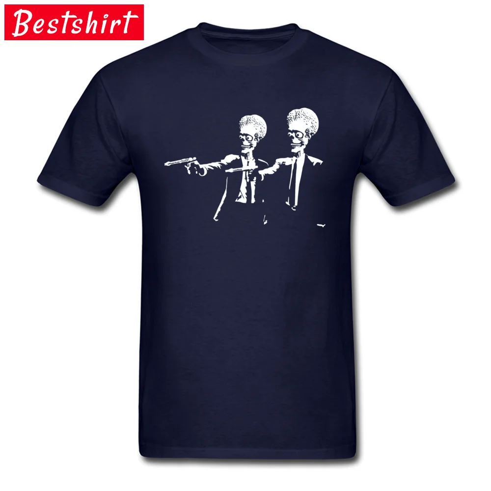 Simple Style Mars Attacks Pulp Fiction 4874 April FOOL DAY Tops Shirt New Design Crew Neck 100% Cotton Tees Men T-shirts Mars Attacks Pulp Fiction 4874 navy