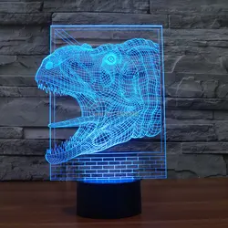 Мультфильм 3D динозавров дизайн ночник 7 Изменение Цвета USB светодио дный лампы как детский подарок или семьи