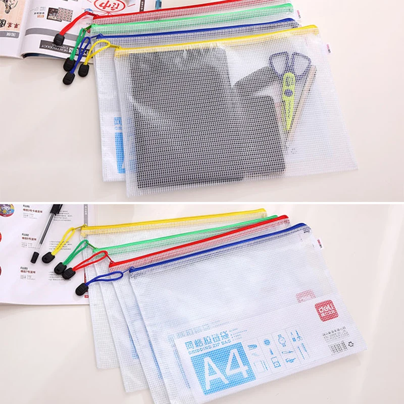 3pcs/lot PVC mesh zipper bag waterproof Filing Products file folder