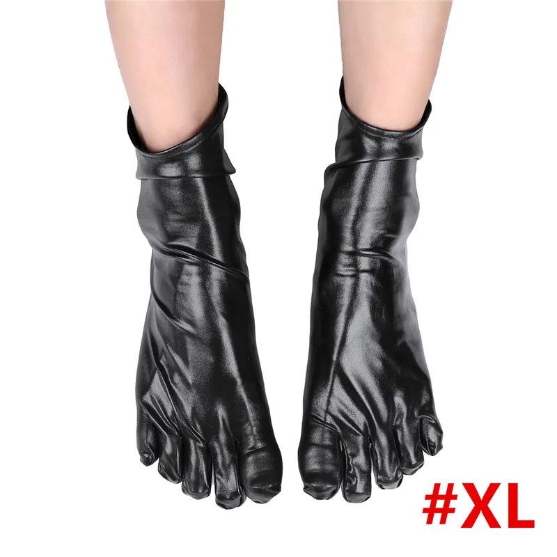 YiZYiF, унисекс, носки с пальцами, сексуальные, Wetlook, лакированные кожаные носки, блестящие, металлические, латексные, резиновые, Клубные, короткие носки, для мужчин и женщин, забавные носки - Цвет: XL