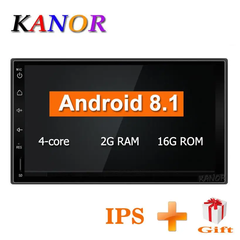 

KANOR Quad Core RAM 2G ROM 16G 2 Din Android 8.1 Universal Car Audio Stereo Radio With GPS WiFi GPS Navigation Video Head Unit