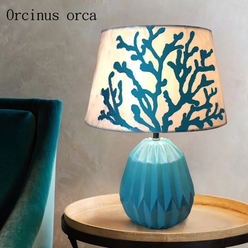 

Mediterranean minimalist modern coral table lamp living room bedroom bedside lamp creative personality color table lamp