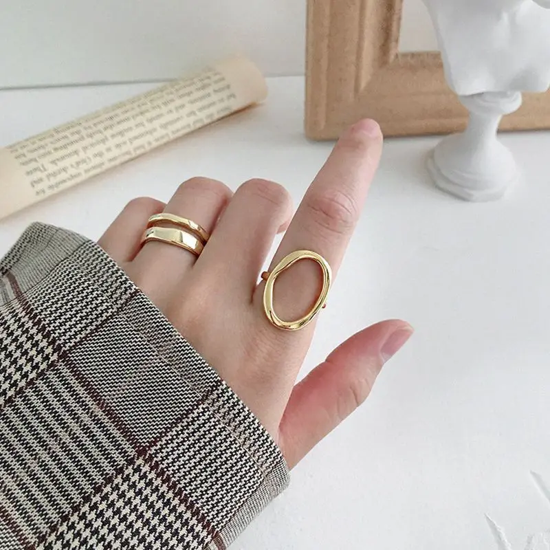 Silvology 925 пробы серебро нерегулярные ажурные овальные Колечки минималистский элегантный геометрический кольца для Для женщин 2019 японское