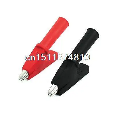 

Pair Black Red Nonslip Grip Insulated Test Lead Crocodile Alligator Clips 2.1"