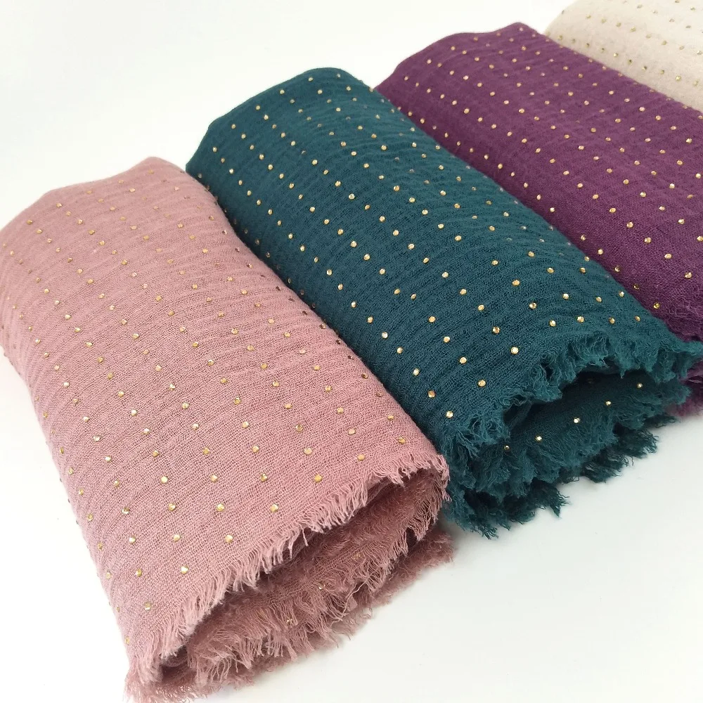 K4 высокого качества с бисером из жатой ткани вискоза, хлопок хиджаб шарф шаль 180*90 см x 10 шт./лот можно выбрать цвет
