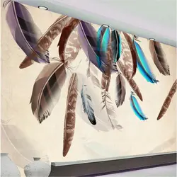 Настенная бумага на заказ 3d модная цветная перьевая художественная винтажная настенная бумага ТВ фон кухня исследование спальня гостиная