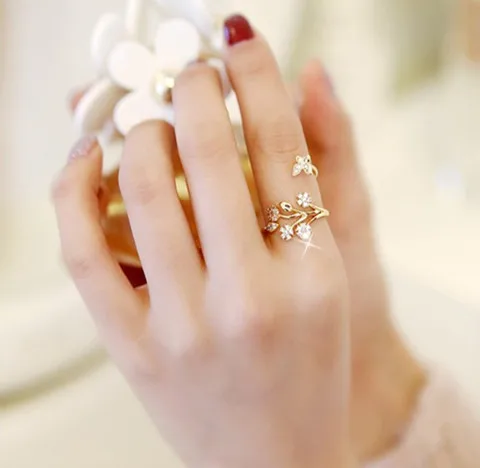 

Aiffry Open Leaf Star Rings 2016 Fashion Rose Gold Women Jewelry R2104