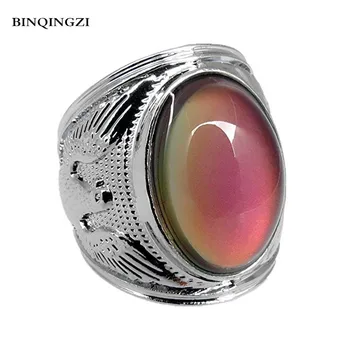

Trendy Big Oval opal Mood Rings for women temperature Color Changing Ring female men