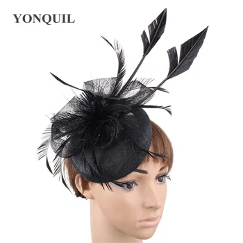 

Vintage black Sinamy Fascinators Accessories Elegant Hair Clips Headwear Bow Pillbox Hats Kenducky Derby Party Millinery SYF384