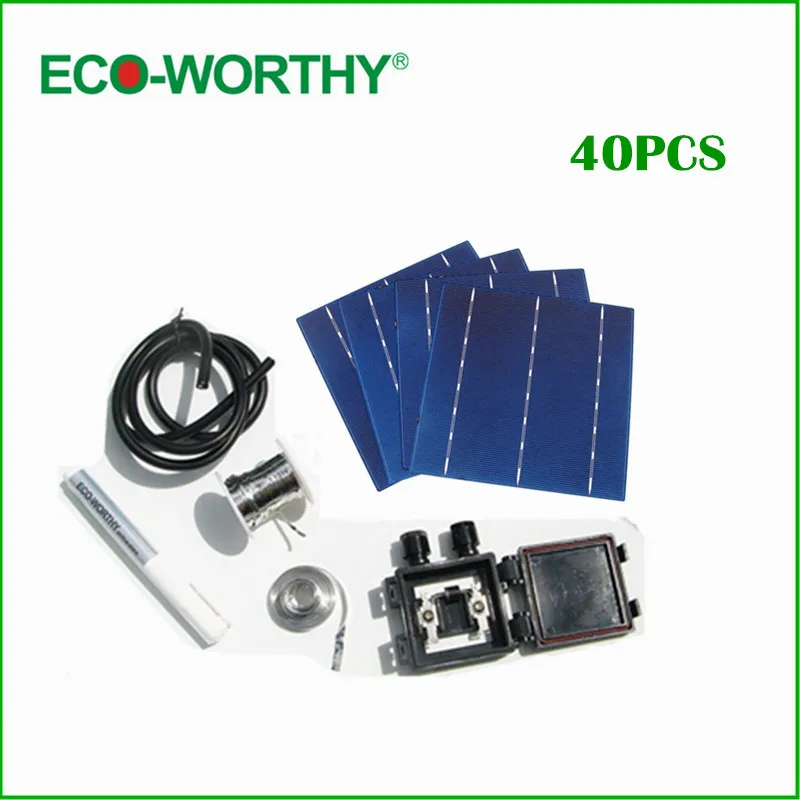 

40pcs 6x6 4-4.3W Solar Cell for DIY Solar Panel+ Tab Wire Bus Wire Flux Pen Leadbox+Cables+ Free Shipping