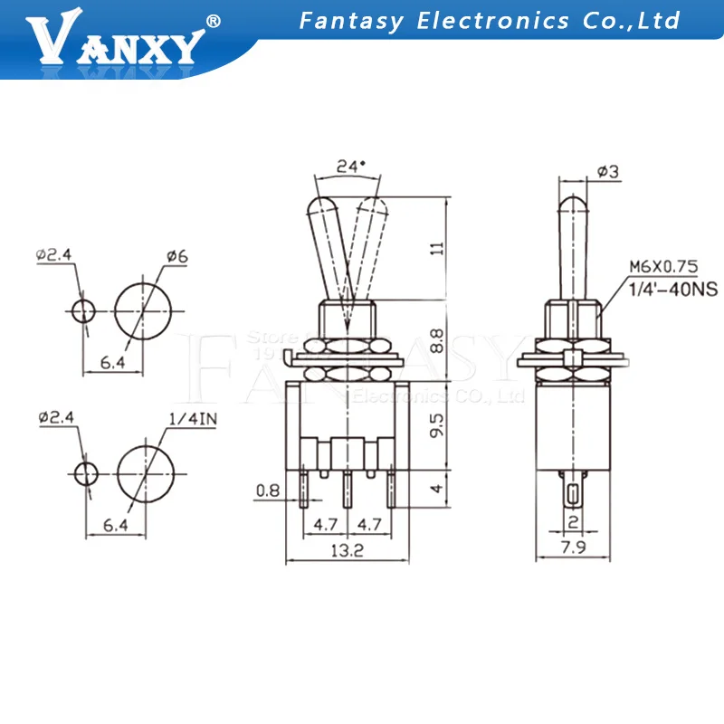 5 шт. Φ 6A 125V Mini 3/6PIN ON OFF/ON OFF Рычажные переключатели для включения освещения