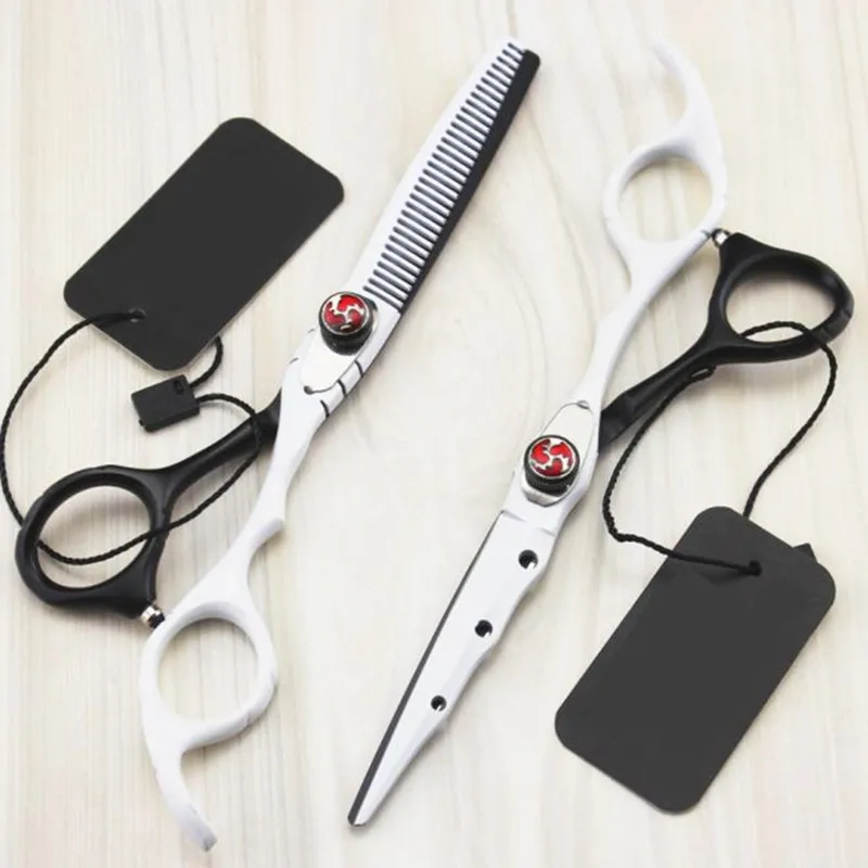 

professional japan 440c 6 '' White hair scissors cutting barber makas hair scissor haircut thinning shears hairdressing scissors