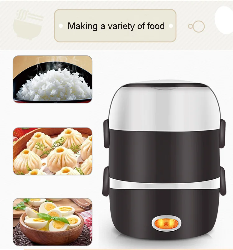 Мини электрическая рисоварка из нержавеющей стали 2/3 слоев Пароварка портативный еды тепловое Отопление Ланч-бокс пищевой контейнер