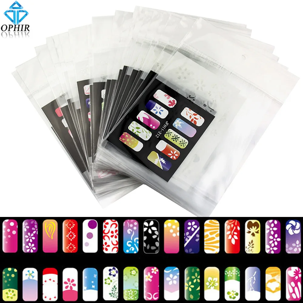 

OPHIR 200 Designs Airbrush Nail Stencil 20x Airbrushing Template Sheet Stencils for Airbrush Nail Art Paint Nail Tool_JFH8-JFH11