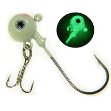 8Pcs 5cm 14g Luminous Glow Jig Heads Fishing Hooks Freshwater Saltwater Lead Spherical Head Carbon Metal Treble Hooks