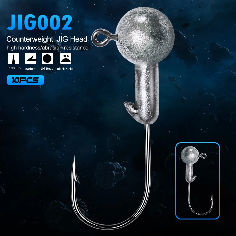 

10pcs/lot Jig Big Hook 1G-2G-3G-5G-6G-7G-9G Fishing Hook Natural Color Fishhook Jig Big Hooks