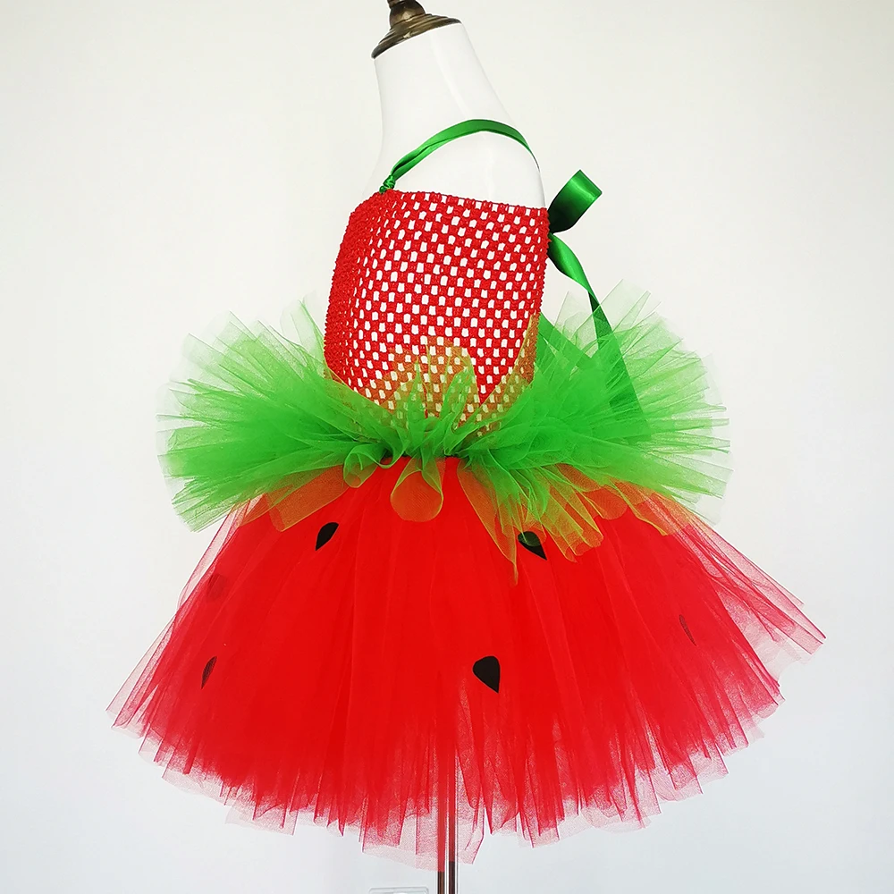 Red Green Strawberry Inspire Girls Tutu Dress Infant Baby 1st Birthday Party Photo Prop Dresses Kids Carnival Perform Costume cosplay costume