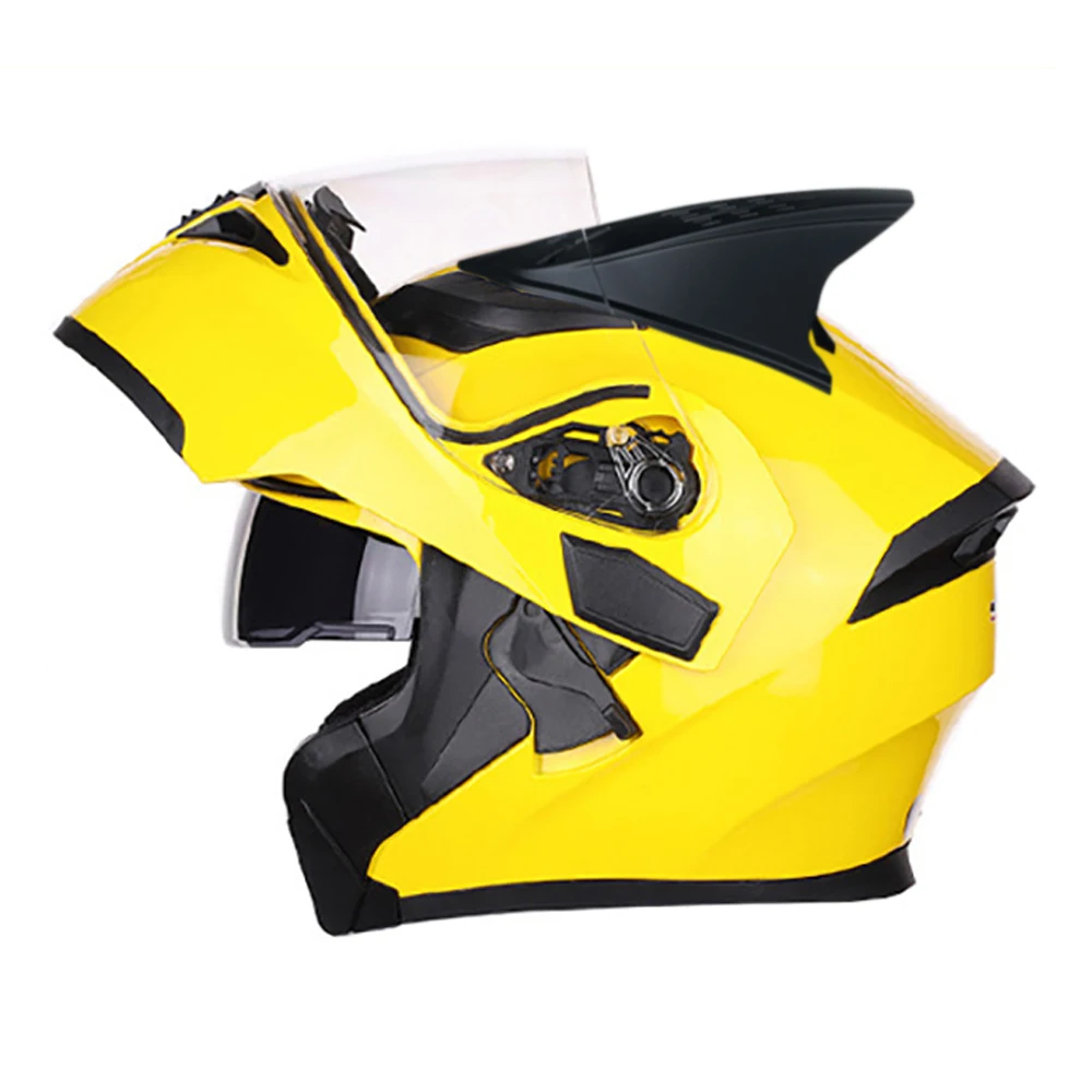 Мотоциклетный шлем флип-ап мотоциклетный шлем с внутренним защитным солнцезащитным козырьком с двойными линзами модульный шлем для мотокросса с полным лицом JIEKAI - Цвет: Yellow