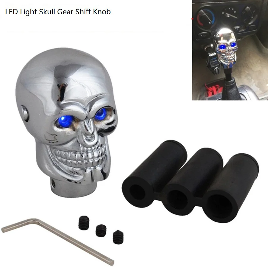 Universal Red Eyes Led Lights Car Auto Skull Gear Shift Knob lever Stick Gears Rally Racing