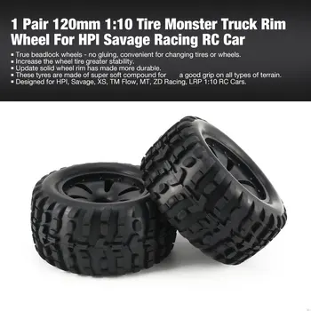

1 Pair 1:10 RC Car Tire Monster Truck Rim solid Wheel High Speed for HPI, Savage, XS, TM Flow, MT, ZD Racing Parts Refit 120mm