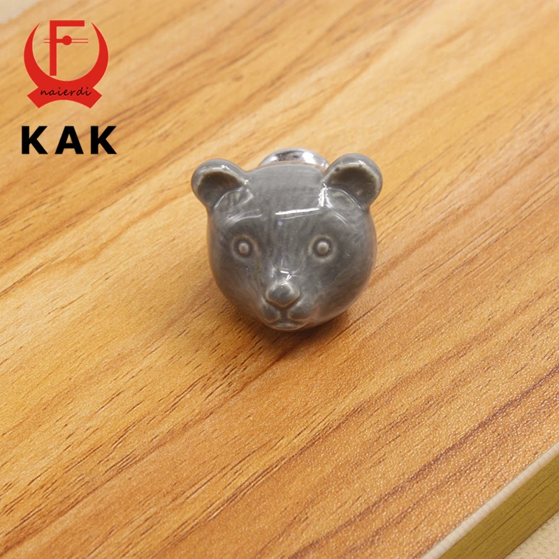 Ceramic Bear Drawer Knobs 3D Cartoon Cabinet Cupboard Handles Furniture Handles Kitchen Door Handles