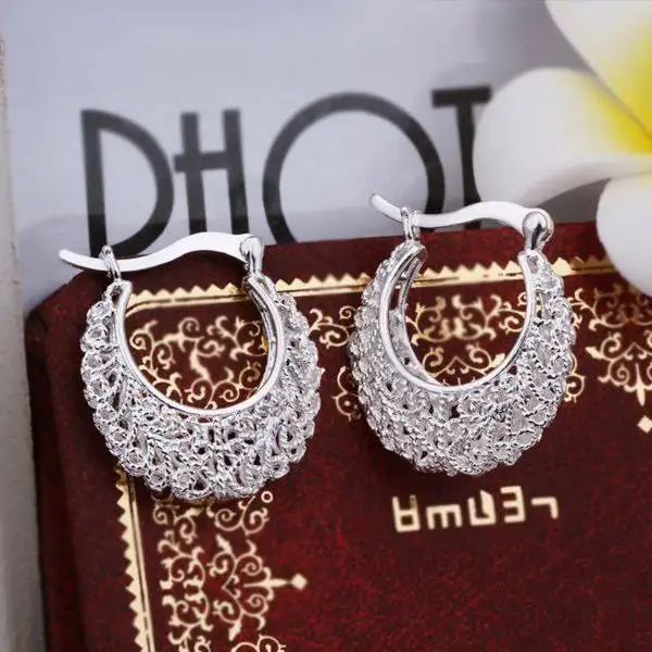 

Hot Sale!!Free Shipping jewelry silver plated Earring,Fashion jewelry silver plated Jewelry Openwork Flower Earrings SMTE329