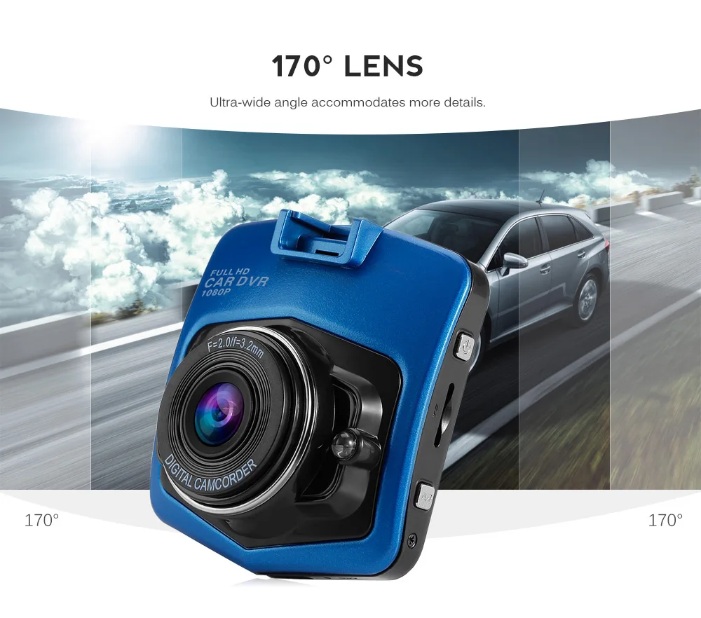 H400 HD Car Driving Recorder 170 Degree Lens / Parking Monitoring / G-sensor / Loop-cycle Recording 