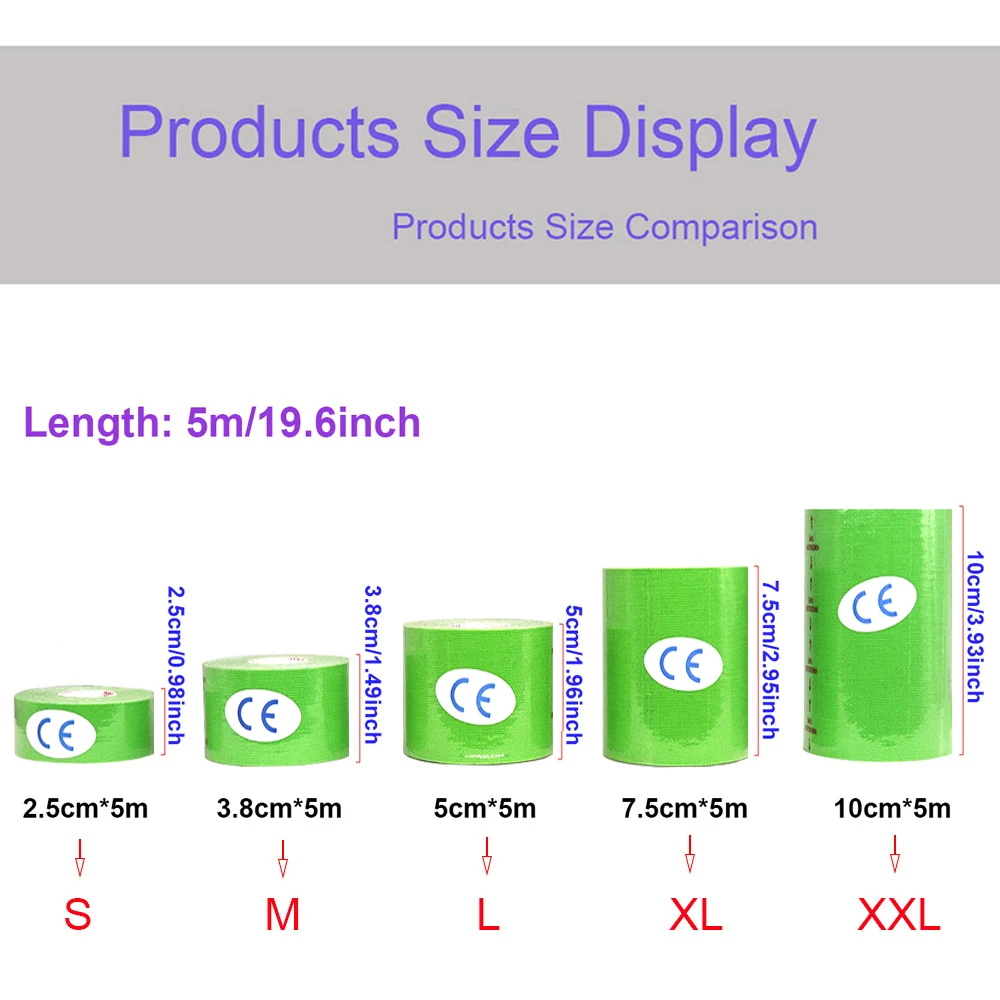 5 Размер кинезиологическая лента Атлетическая лента эластопласт Спорт восстановление обвязки тренажерный зал водонепроницаемый теннис мышцы боли бинт