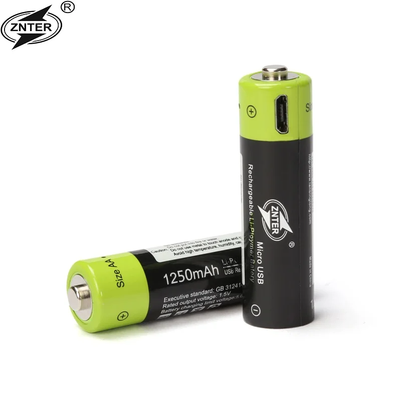 ZNTER 1,5 V AA 1250mAh литий-полимерная аккумуляторная батарея микро usb зарядка 1,5 v батареи