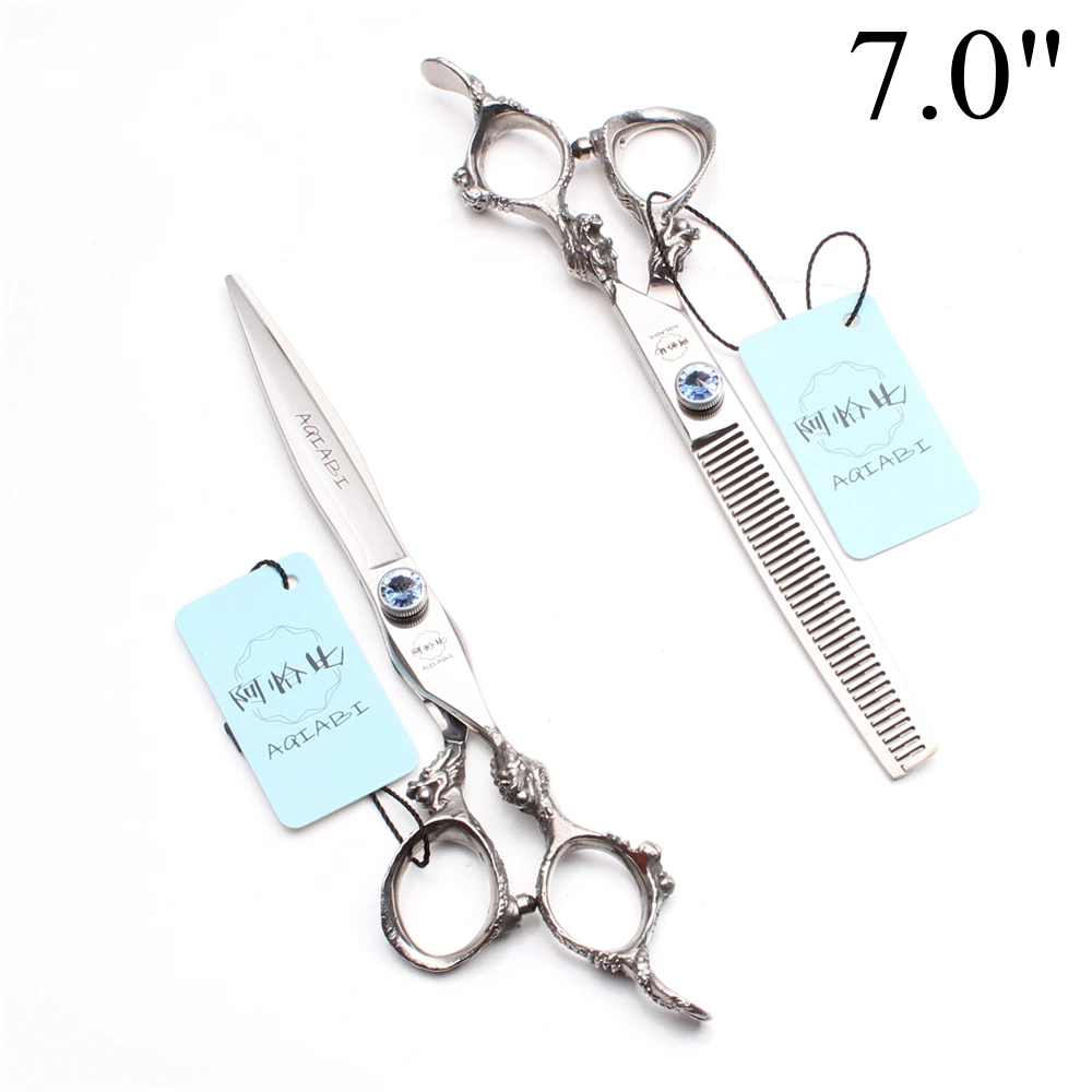7" 19.5cm 440C AQIABI Grooming for dog Haircut Thinning ...